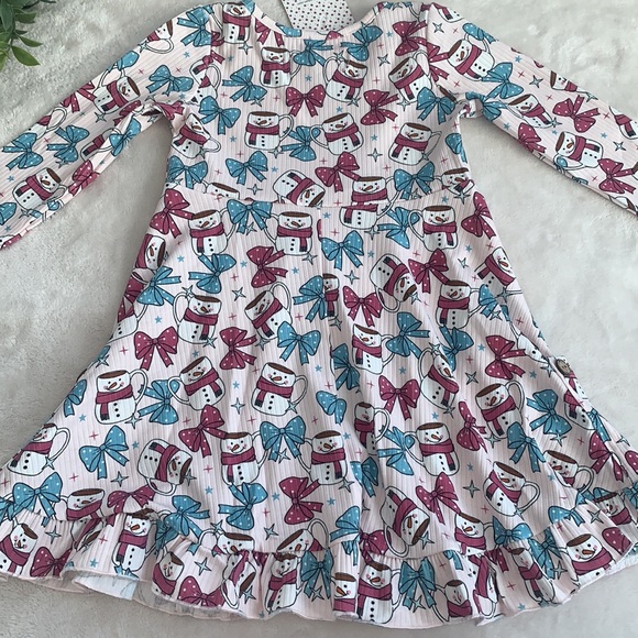 NWT Cheeky Plum Cup of Cheer Elara Knit Dress Snowmen 4T (mislabeled tag) - Picture 16 of 16